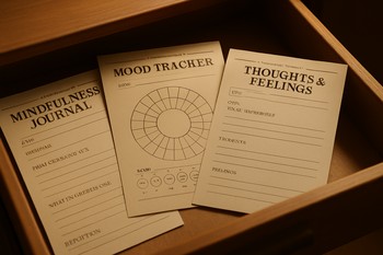 Three different session sheets fanned out on a desk