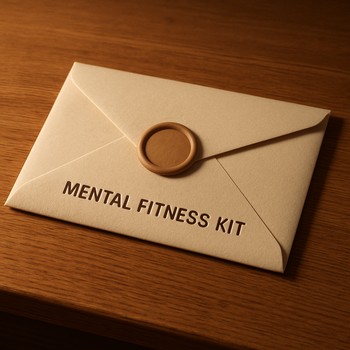 Envelope with StillIce cards laid out on a wooden table