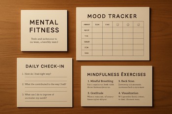 Spread of small ice session cards on a wooden table