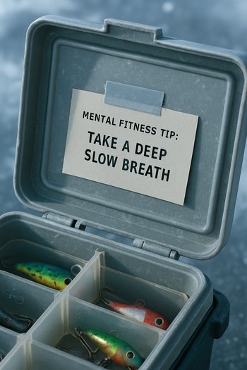 Small strip card fixed under a tackle box lid