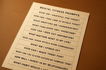 Printed sheet of ice session strips on a desk with a cutter