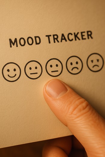 Hand-drawn mood and focus icons next to a StillIce template