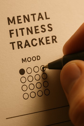 Close view of small circle mood tracker on a StillIce card