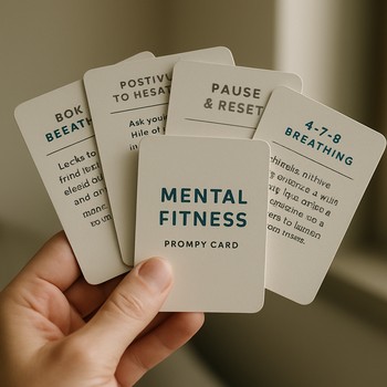 Hand holding a small fan of printed ice session cards