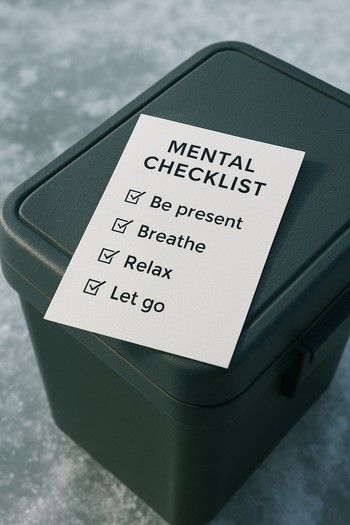 Small handwritten checklist card taped to an ice box lid