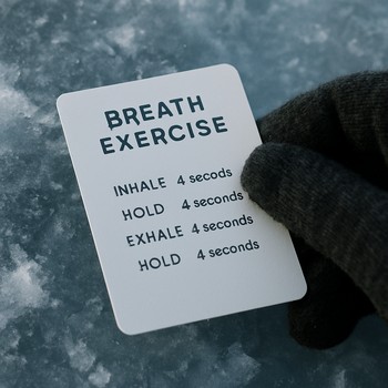 Small breathing protocol card on a box lid