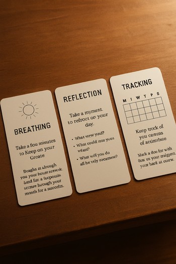 Three ice session cards laid out in a row on a wooden table