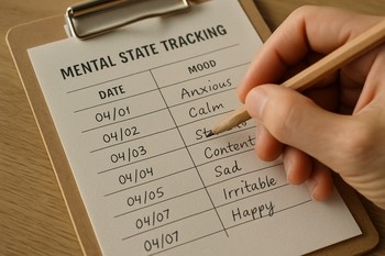 Hand drawing a simple line graph in a small notebook